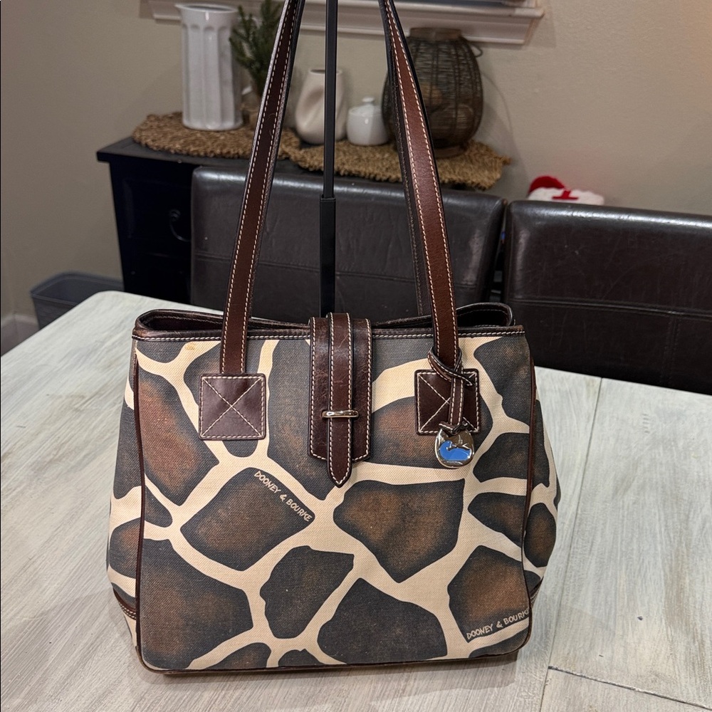 Dooney & Bourke Brown and Cream Giraffe Print Handbag-NWOT